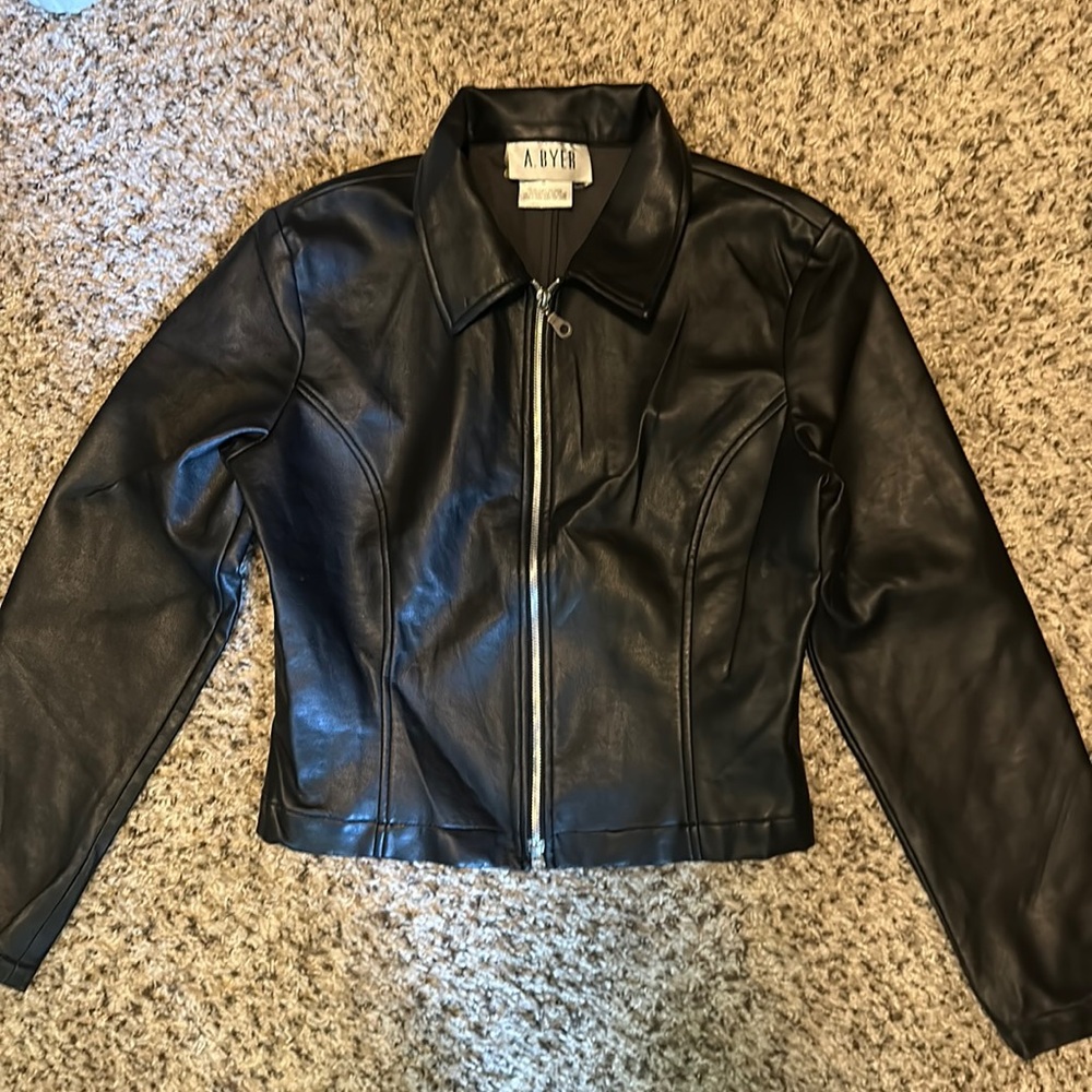 Vegan leather crop jacket